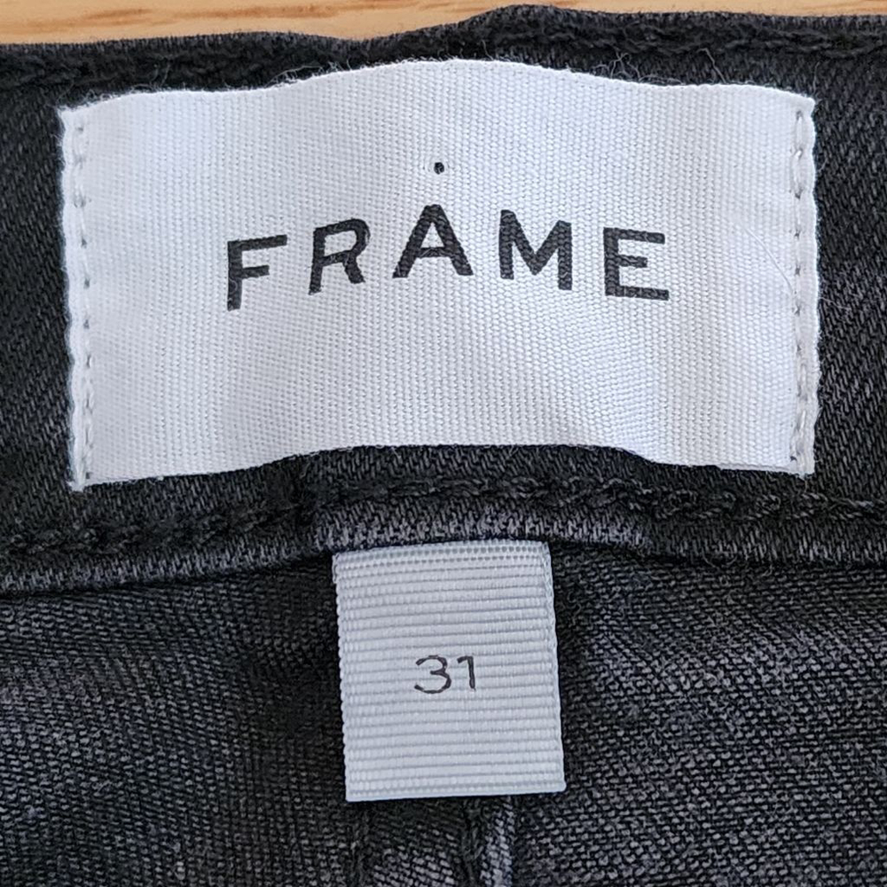 FRAME Black Le High Straight Jeans Raw Hem #83 Size 31 - Picture 5 of 7